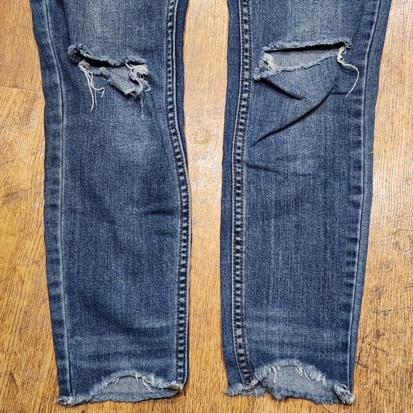 FREE PEOPLE Women's Distressed Low Rise Skinny Ankle Jeans - Sz 25 - Picture 4 of 7